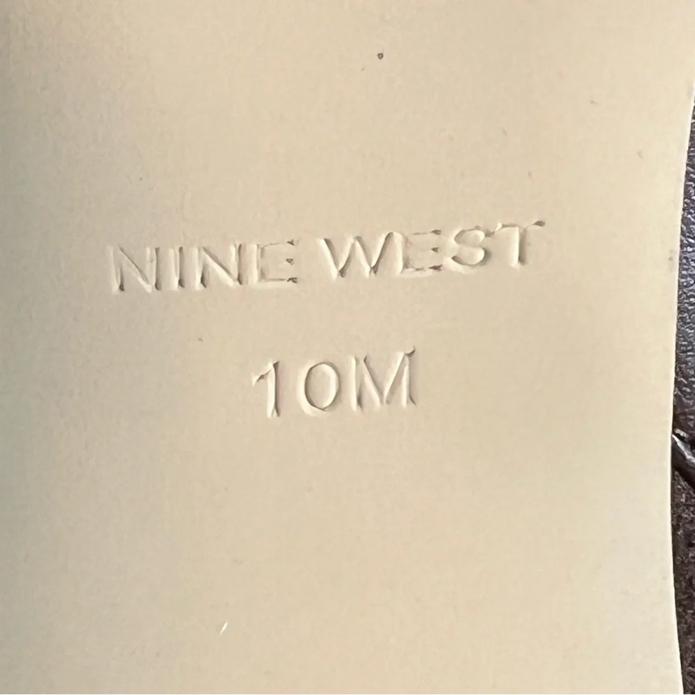 Nine West Brown Two-Tone Knee High Leather & Suede Stiletto Boots - Picture 11 of 12
